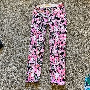 Lilly Pulitzer Pink and Black Floral Leggings
